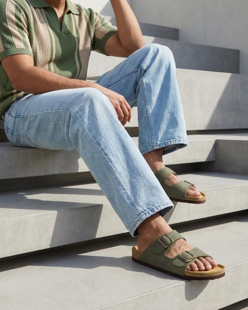 Knoah Sandali Uomo – Slides Comfort con Semelle Liège & Double Boucle Réglable