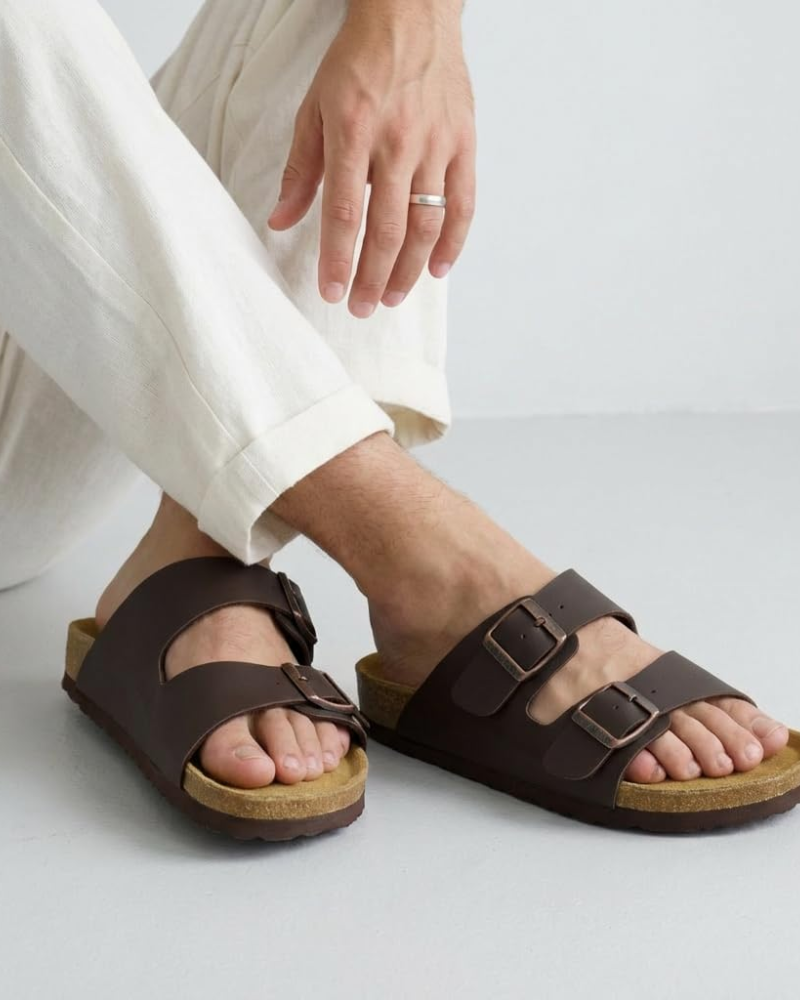 Knoah Sandali Uomo – Slides Comfort con Semelle Liège & Double Boucle Réglable