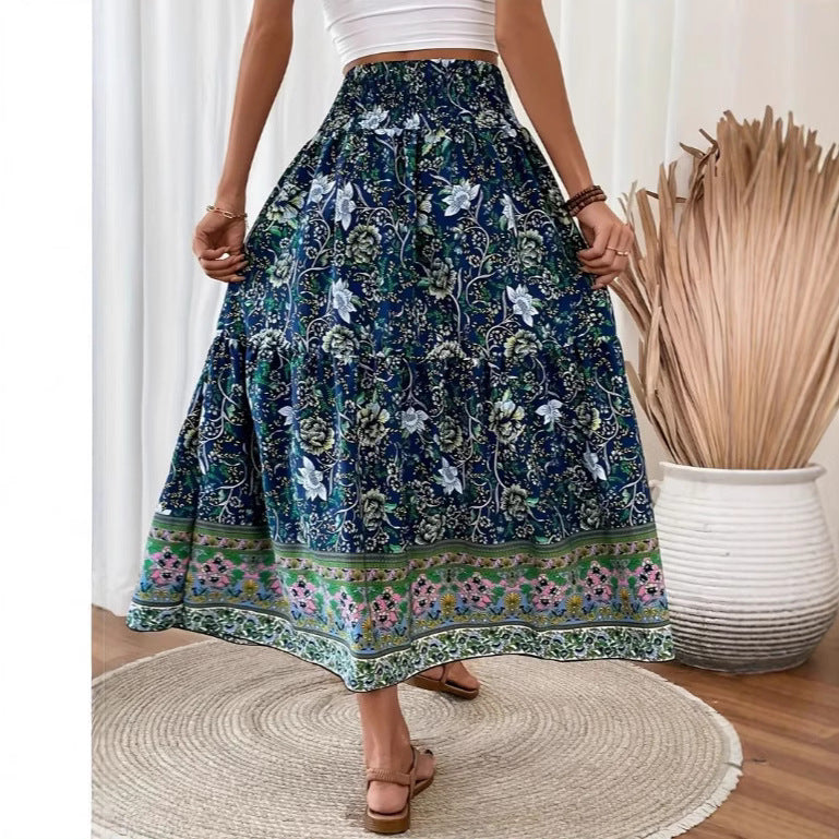Dettaglio motivo floreale — gonna lunga donna