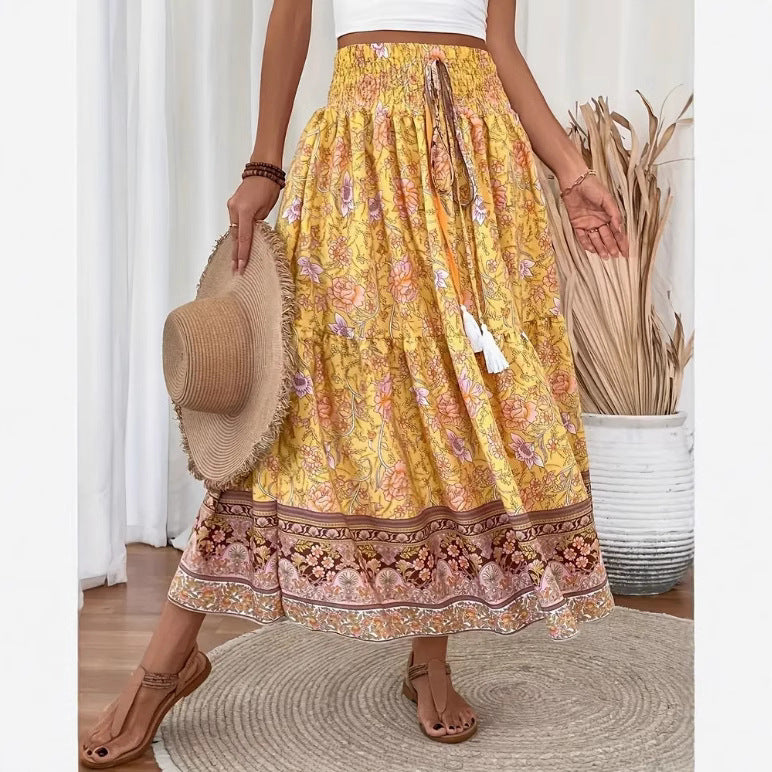 Gonna Lunga Donna in misto cotone, motivo floreale — vista 4