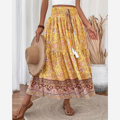 Gonna Lunga Donna in misto cotone, motivo floreale — vista 4