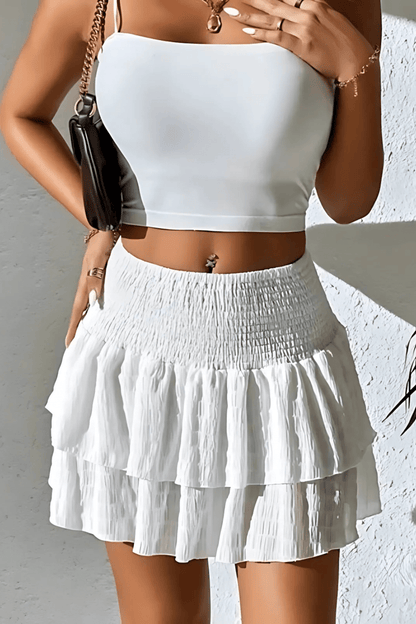 Gonna Mini Donna in tessuto caldo, a balze — vista 5