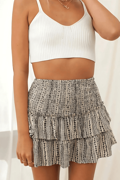 Gonna Mini Donna in tessuto caldo, a balze — vista 7