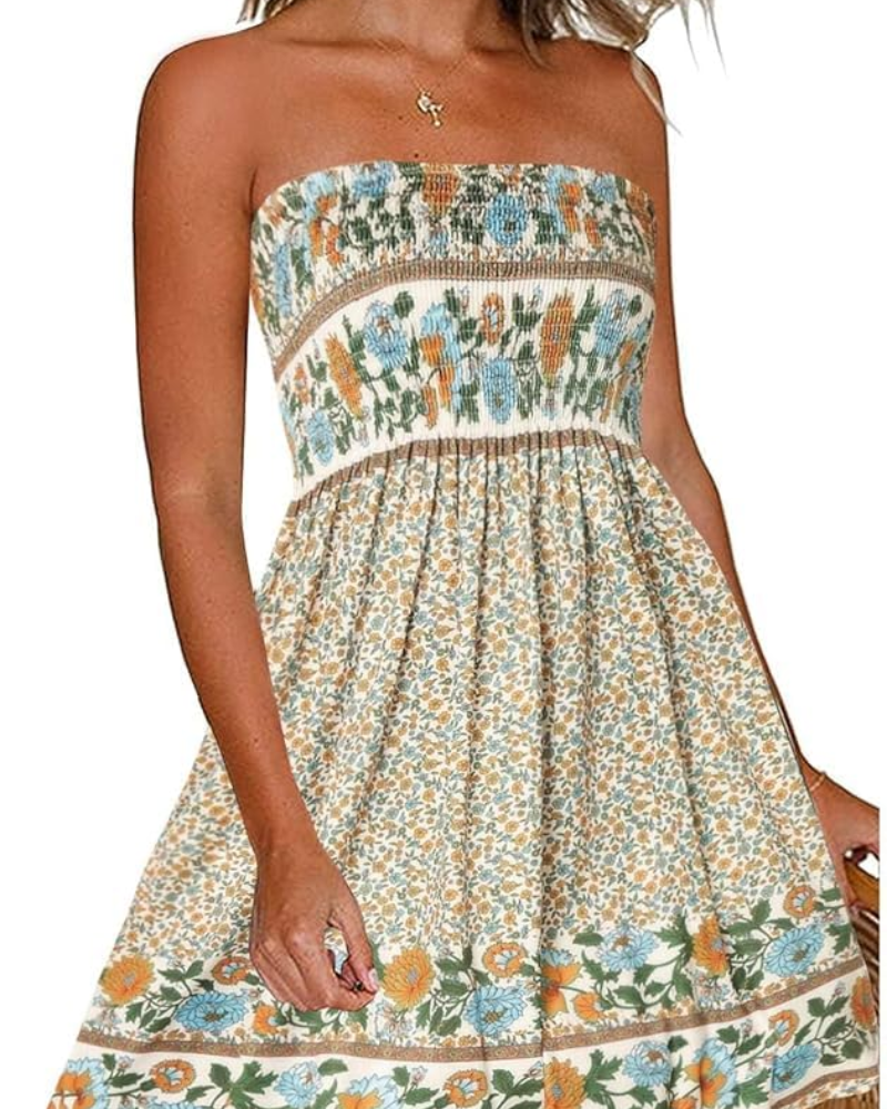 Liza Abito Donna – Abito Bandeau Senza Maniche, Linea a Trapezio Fluida & Style Plage Estate