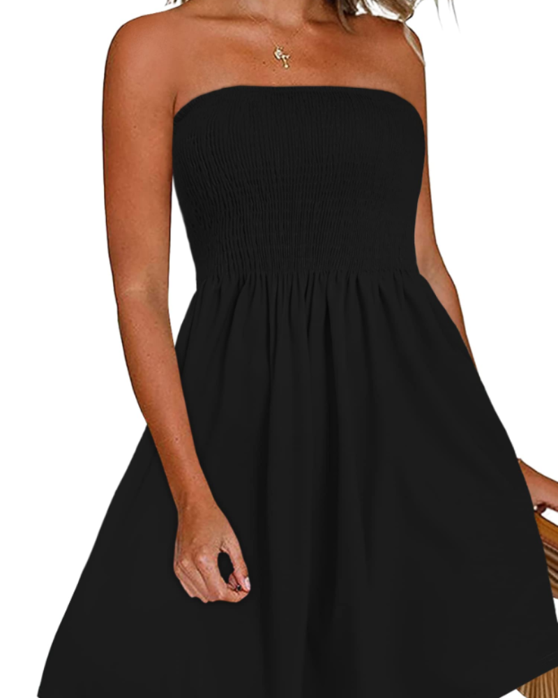Liza Abito Donna – Abito Bandeau Senza Maniche, Linea a Trapezio Fluida & Style Plage Estate