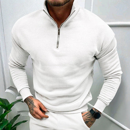 Maglione Uomo mezza zip taglio elegante, modello Lorence — vista 4