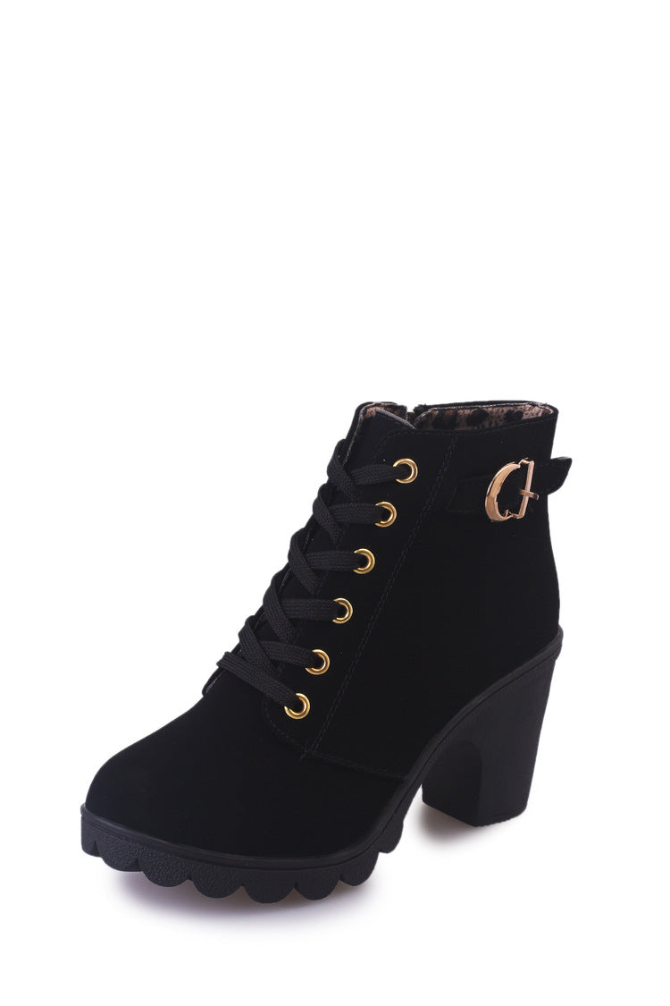 Luciana Bottines Donna Style Martin a Boucle Métallique – Talon Épais Confortevole & Style Moderne