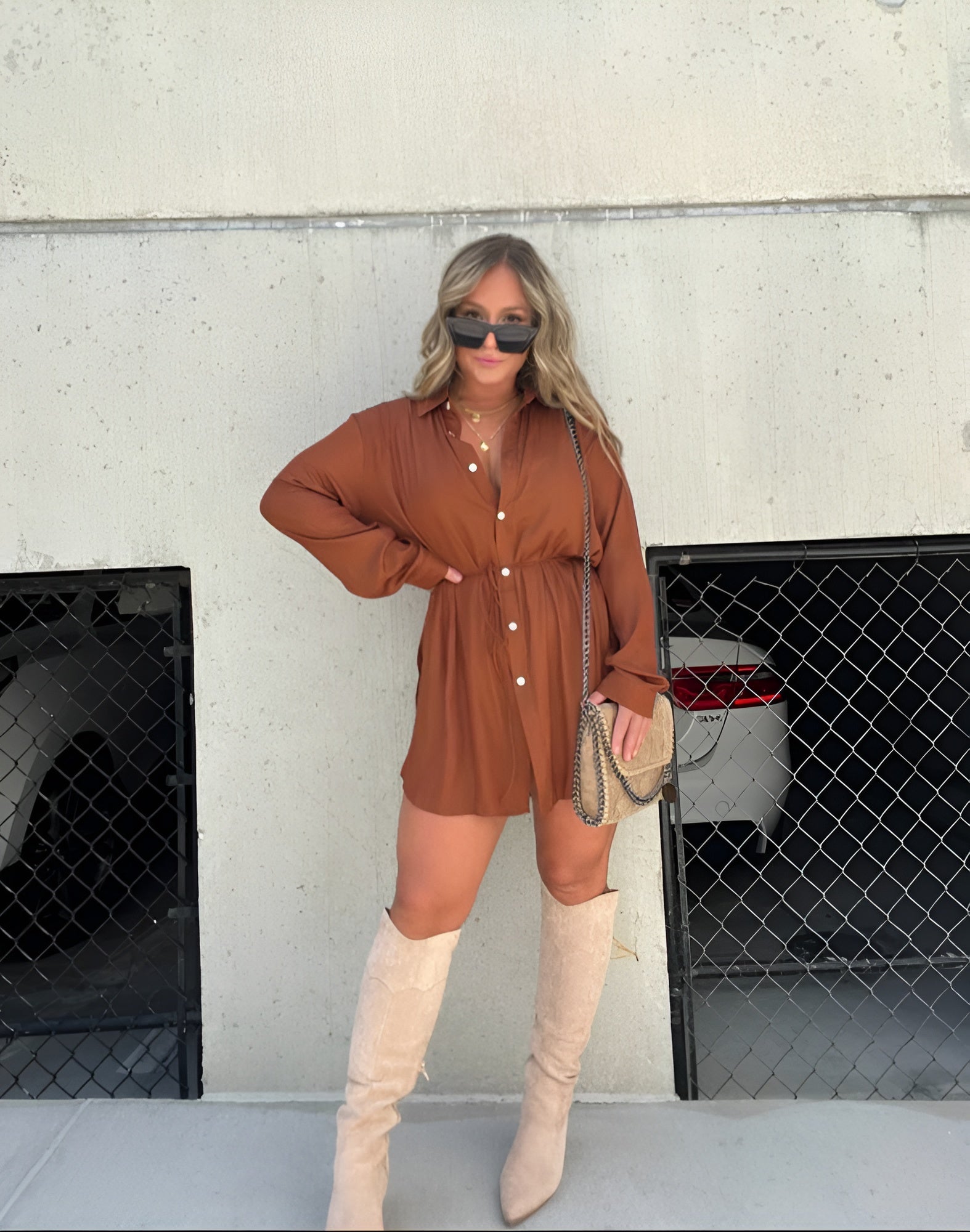 Lucia Abito Camicia Donna – Abito Boutonnée Maniche Lunghe, Linea Fluida Elegante & Polyvalente