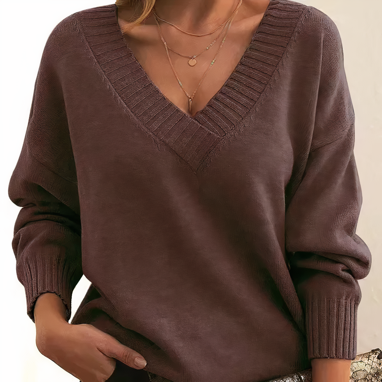 Zeyann Maglione in Cachemire a Scollo a V Donna – 100 % Cachemire Premium con Linea Morbida, Chaude e Classique