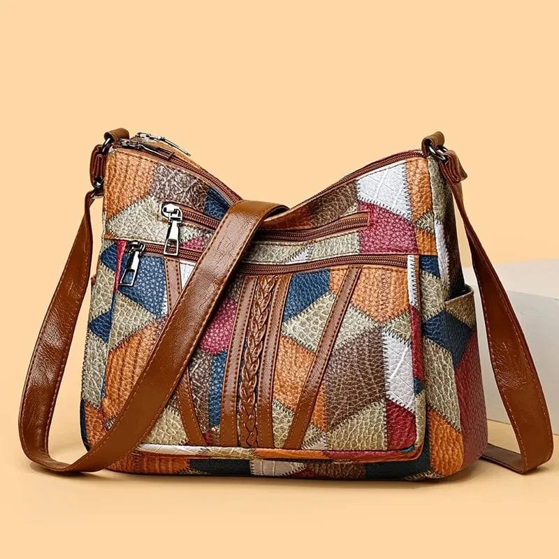 Marysol Borsa a Main Donna – Borsa in Cuir Patchwork con Design Mosaïque & Compartiments Pratiques