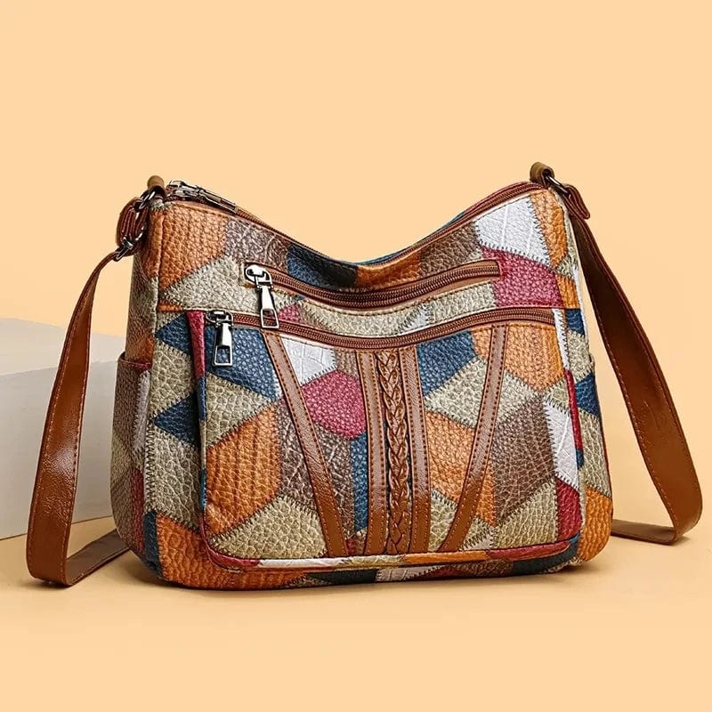 Marysol Borsa a Main Donna – Borsa in Cuir Patchwork con Design Mosaïque & Compartiments Pratiques