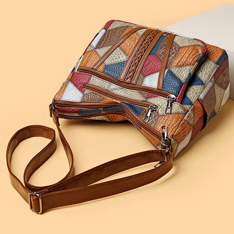 Marysol Borsa a Main Donna – Borsa in Cuir Patchwork con Design Mosaïque & Compartiments Pratiques