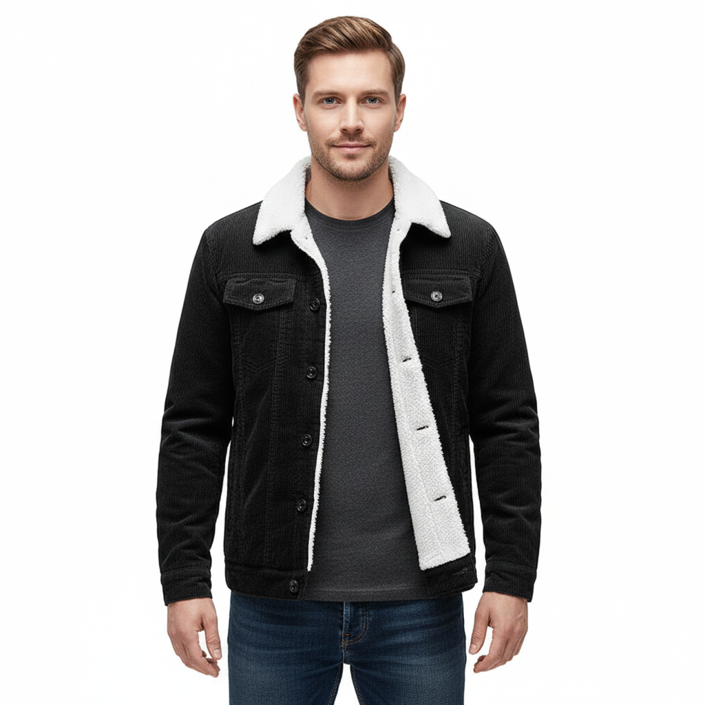 Mason Giacca Trucker Uomo – Velluto Côtelé, Doublure Sherpa & Col Teddy