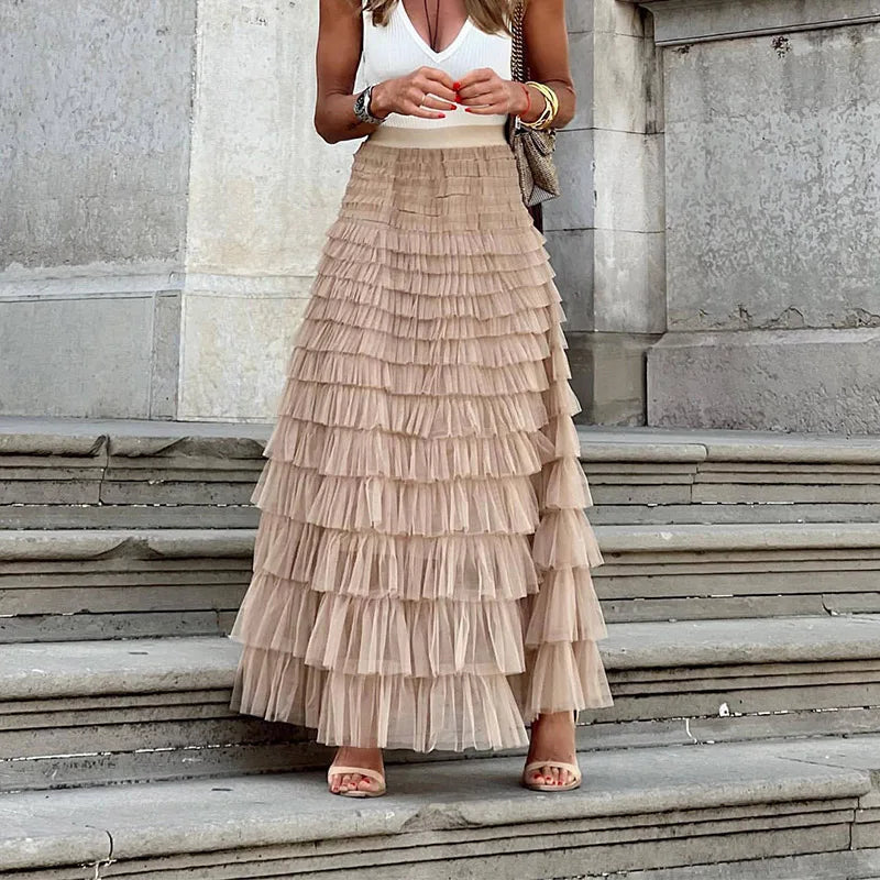 Gonna Lunga Donna in tulle, a balze — vista 6