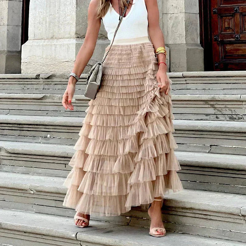 Gonna Lunga Donna in tulle, a balze