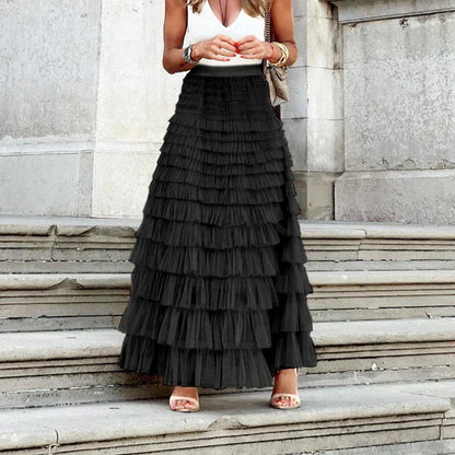 Gonna Lunga Donna in tulle, a balze — vista 5