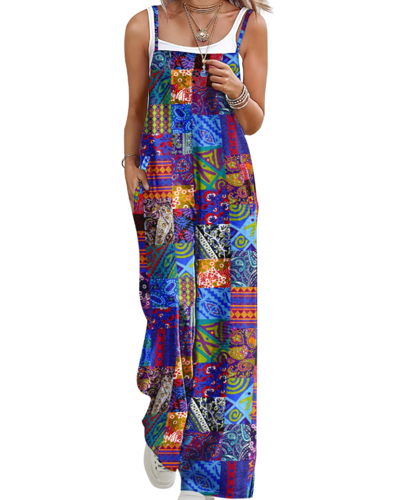 Maya Combinaison Donna – Salopette Estate Cotone Vestibilità Ampia, Pantalone Large Bohémien con Tasche