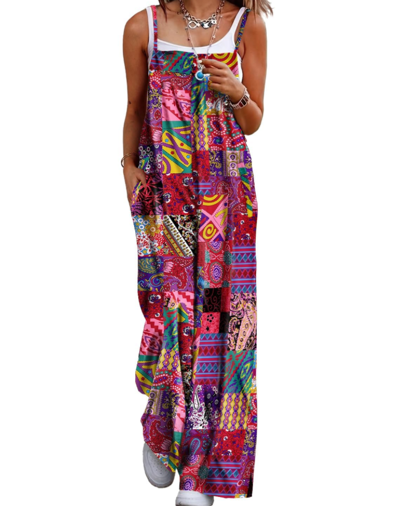 Maya Combinaison Donna – Salopette Estate Cotone Vestibilità Ampia, Pantalone Large Bohémien con Tasche