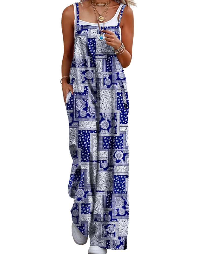 Maya Combinaison Donna – Salopette Estate Cotone Vestibilità Ampia, Pantalone Large Bohémien con Tasche