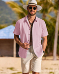 Noah Camicia Uomo – Camicia Cotone Lyocell Maniche Corte, Style Estate Texturé