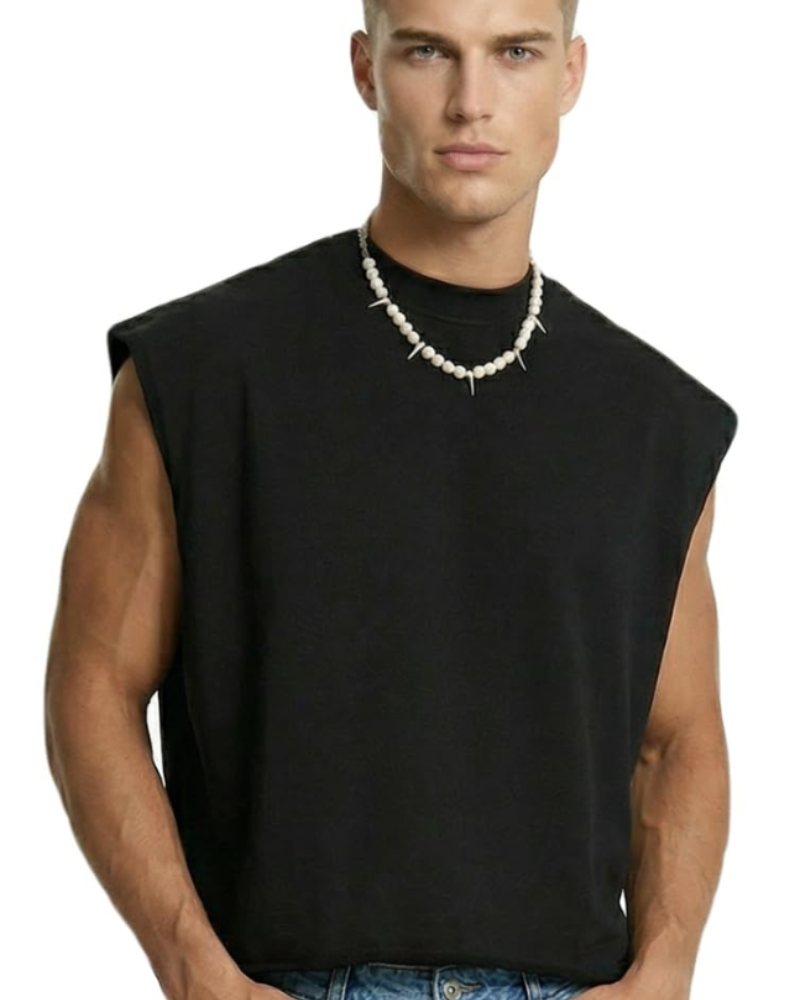 Zayn Débardeur Uomo – Tank Top Cropped Oversized, Streetwear French Terry