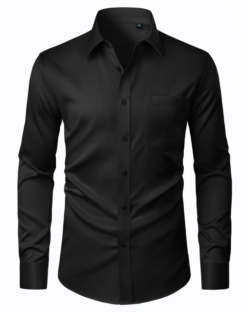 David Camicia Uomo – Camicia Anti-Taches Stretch, Sans Plis & Maniche Lunghe