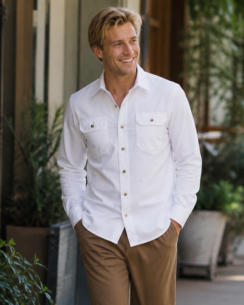 Thom Camicia Uomo – Camicia Classique Maniche Lunghe, Linea Relax & Tasche