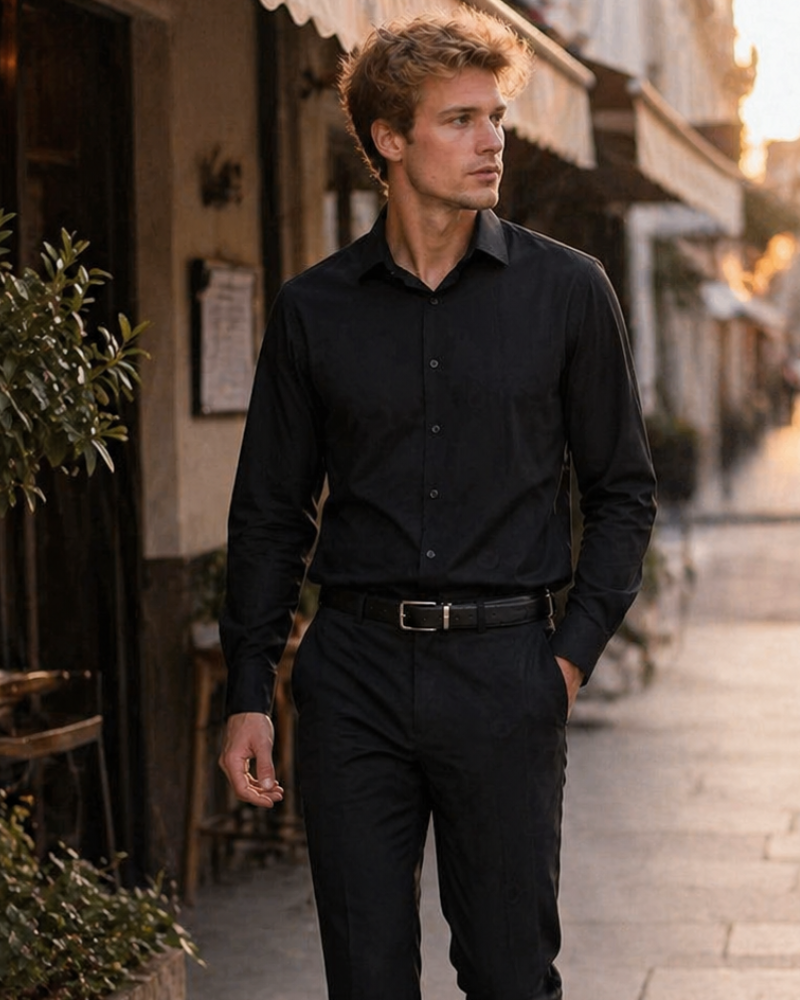 Louie Camicia Uomo – Camicia Sans Plis Regular Fit, Col Rinforzato & Maniche Lunghe