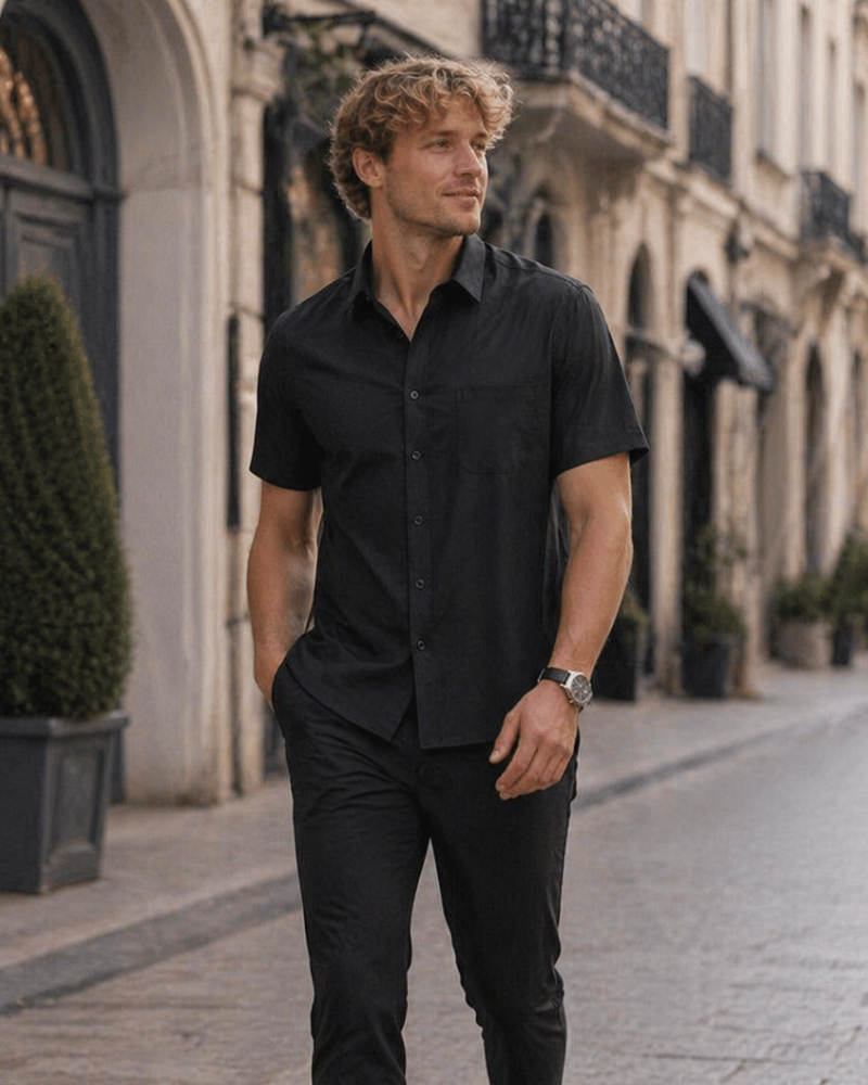 Thomas Camicia Uomo – Camicia Maniche Corte Sans Plis, Regular Fit & Poche