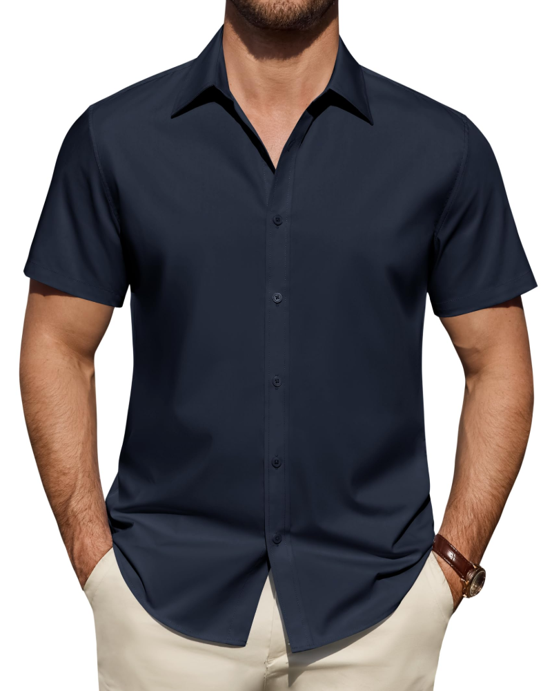 Julius Camicia Uomo – Camicia Anti-Taches Stretch Maniche Corte & Style Business
