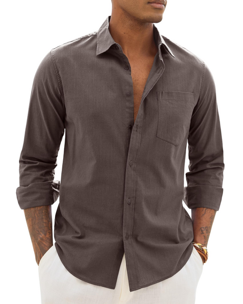 Hugo Camicia Uomo – Camicia Cotone Lin Maniche Lunghe, Style Leggero & Casual Chic