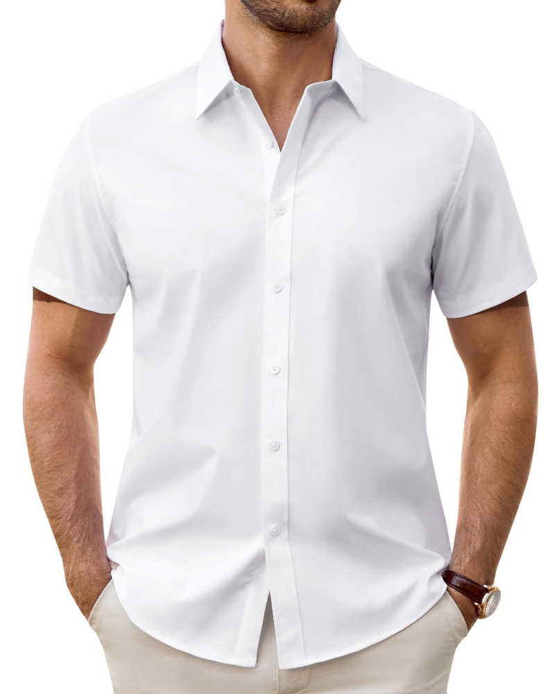 Julius Camicia Uomo – Camicia Anti-Taches Stretch Maniche Corte & Style Business