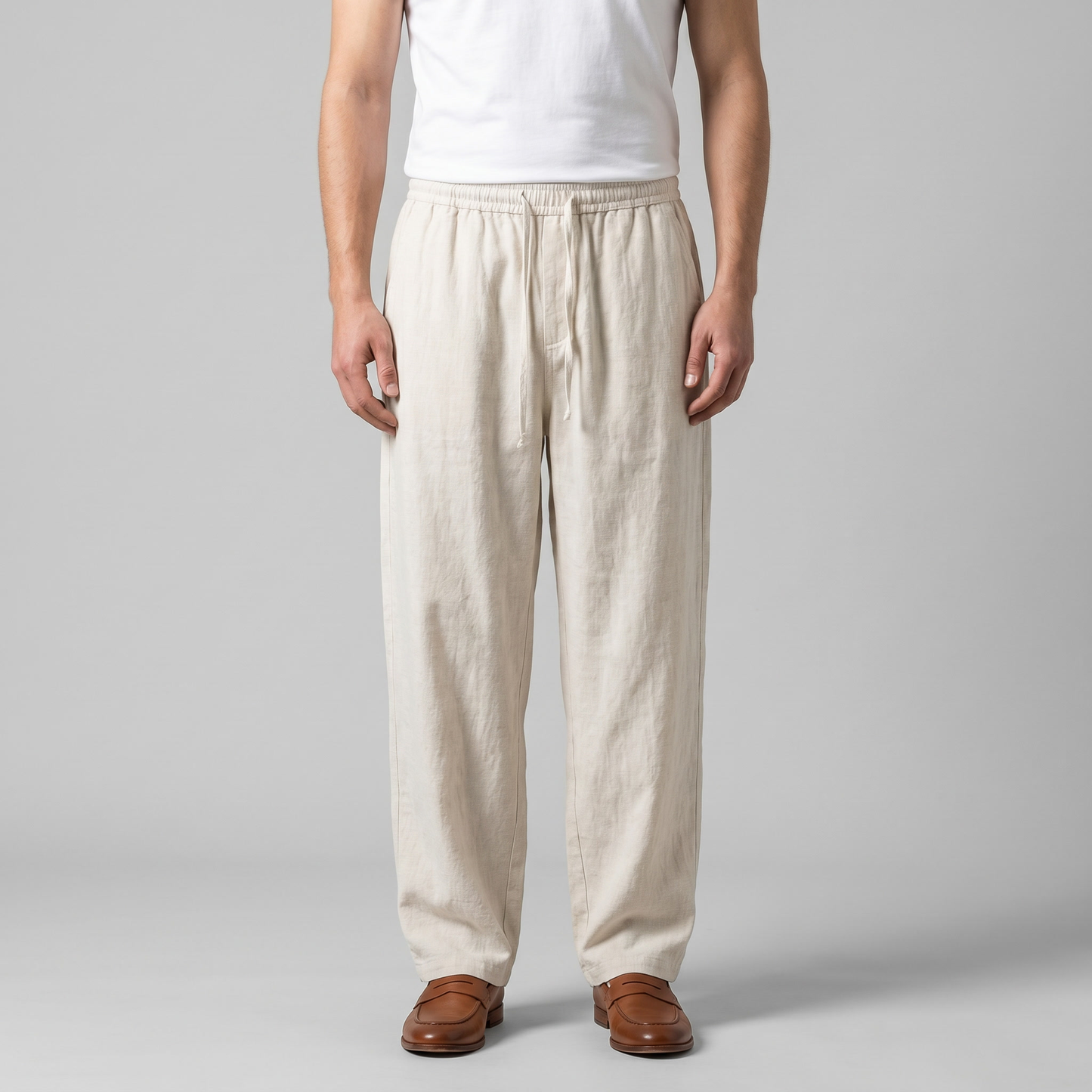 Pantaloni Uomo in lino, taglio largo estivo