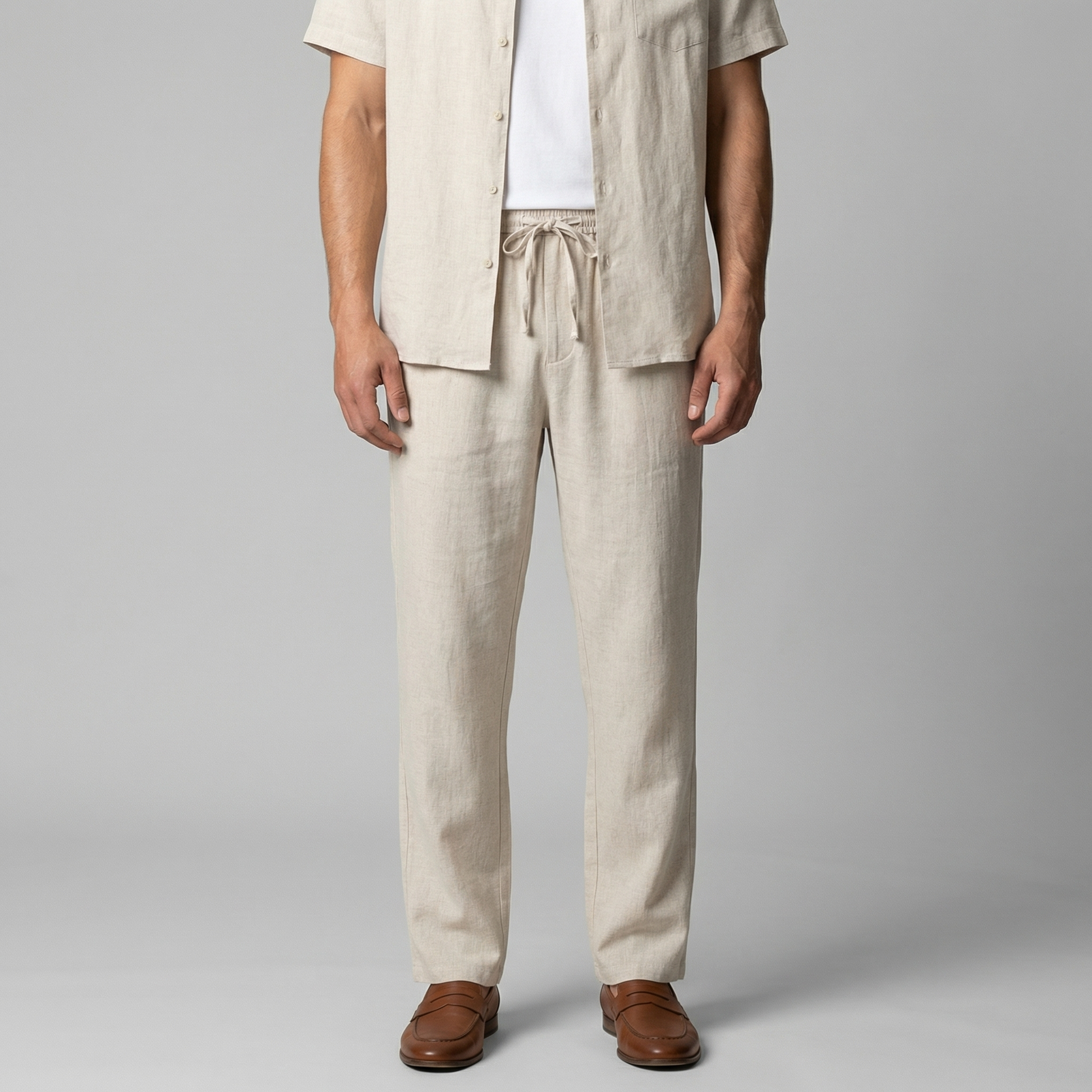 Pantaloni Uomo in lino, taglio aderente estivo