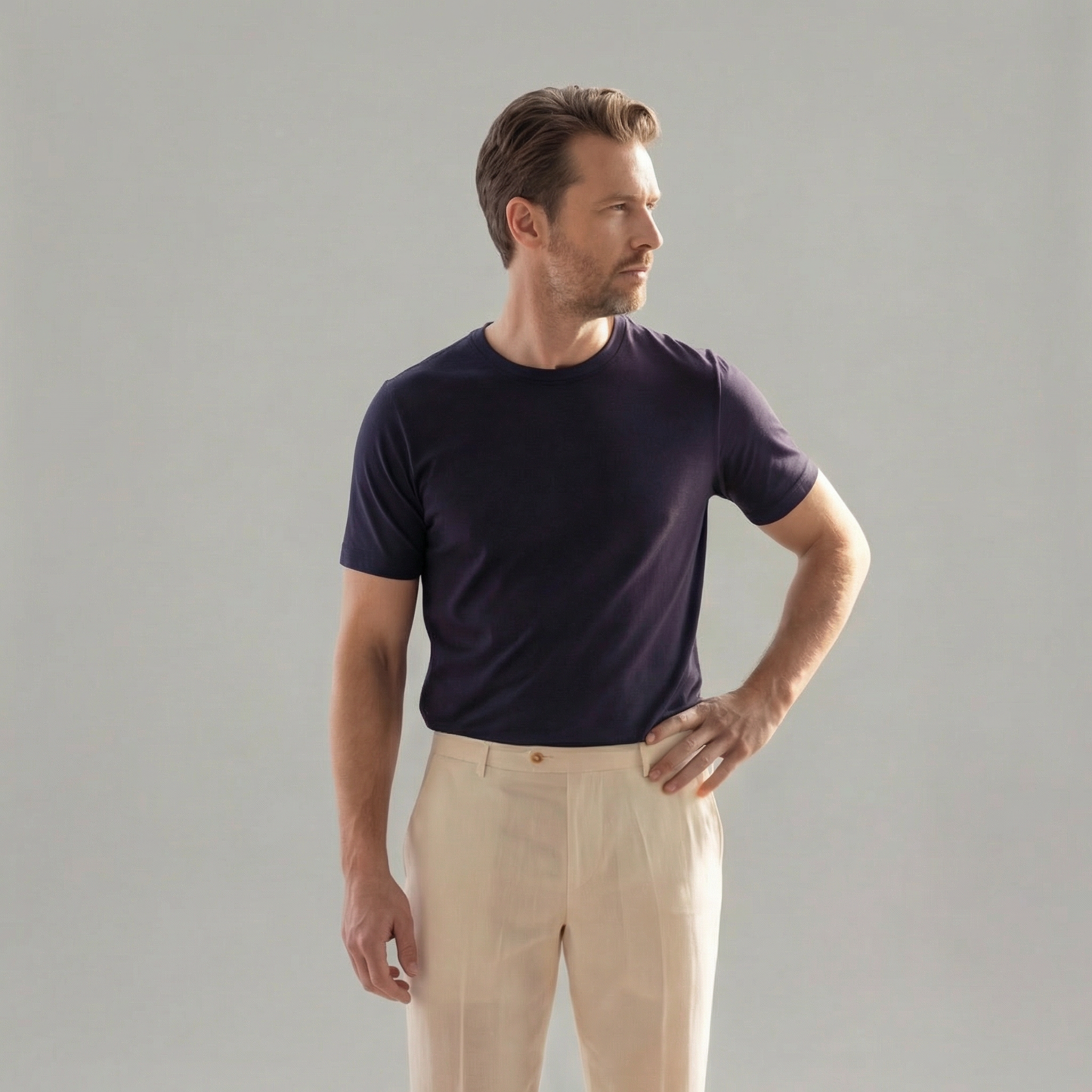 Pantaloni Uomo in lino, taglio dritto leggero — vista 5