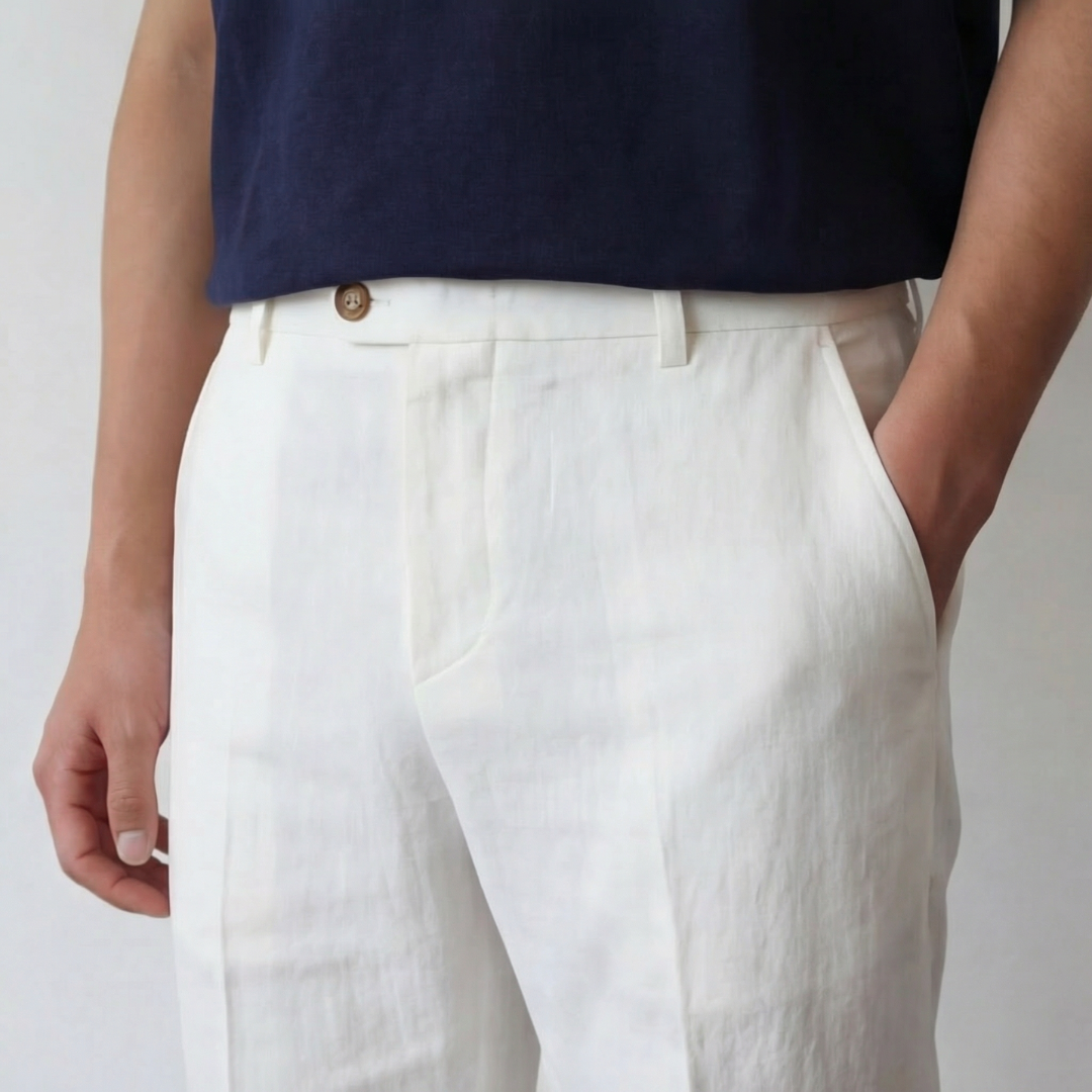 Pantaloni Uomo in lino, taglio dritto leggero — vista 7