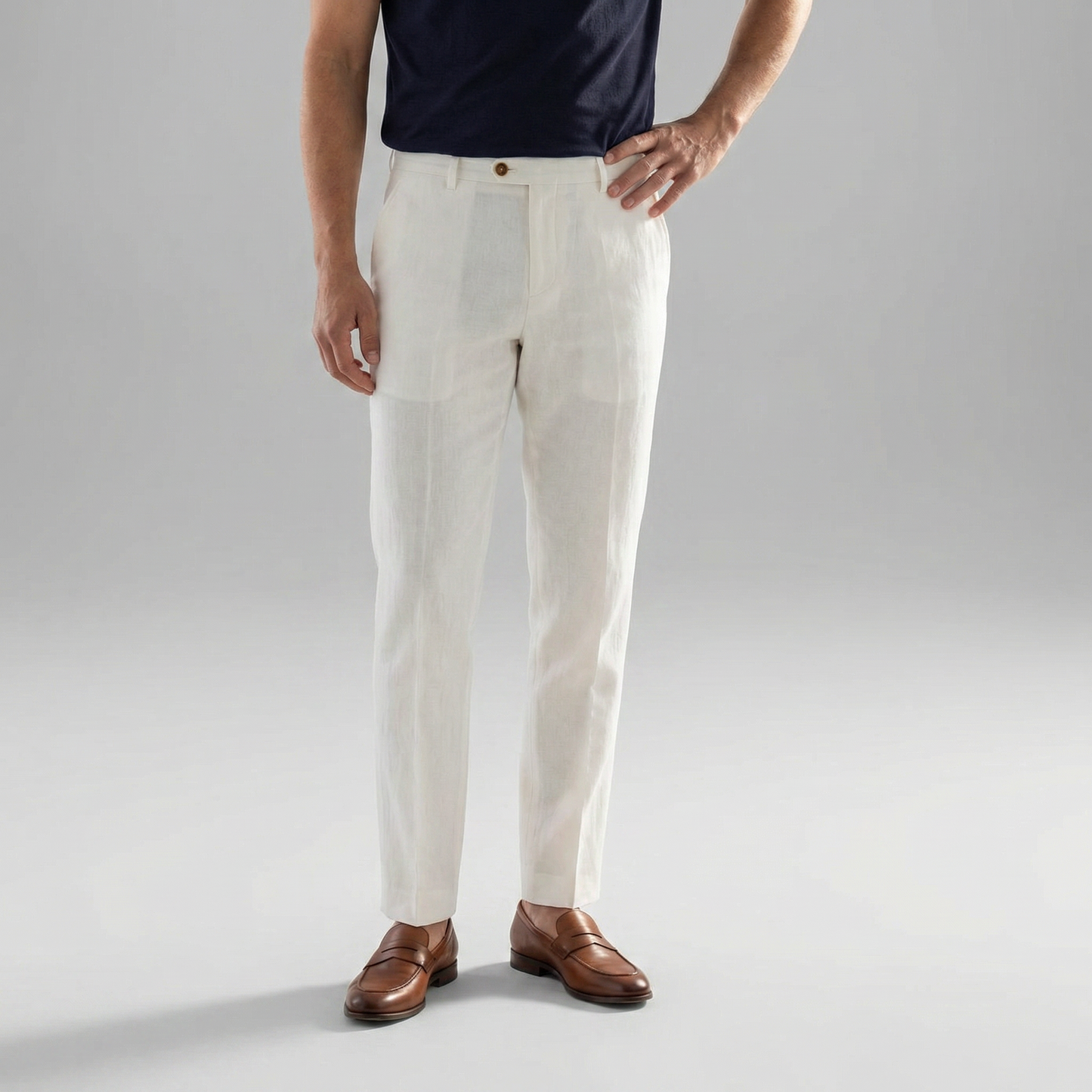 Pantaloni Uomo in lino, taglio dritto leggero — vista 8