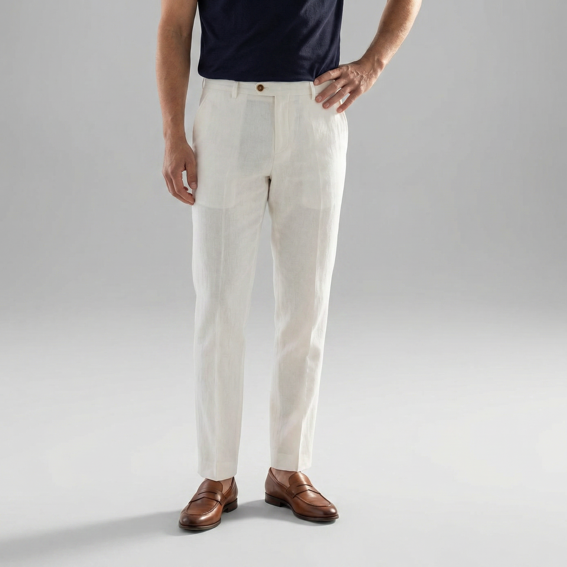 Pantaloni Uomo in lino, taglio dritto leggero — vista 8