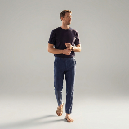 Pantaloni Uomo in lino, taglio dritto leggero — vista 9