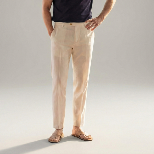 Pantaloni Uomo in lino, taglio dritto leggero