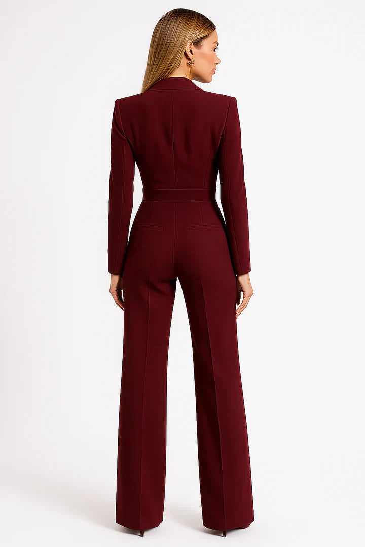 Zaan Combinaison Blazer Donna – Pièce Unique a Revers in V & Jambes Évasées con Linea Elegante Moderne