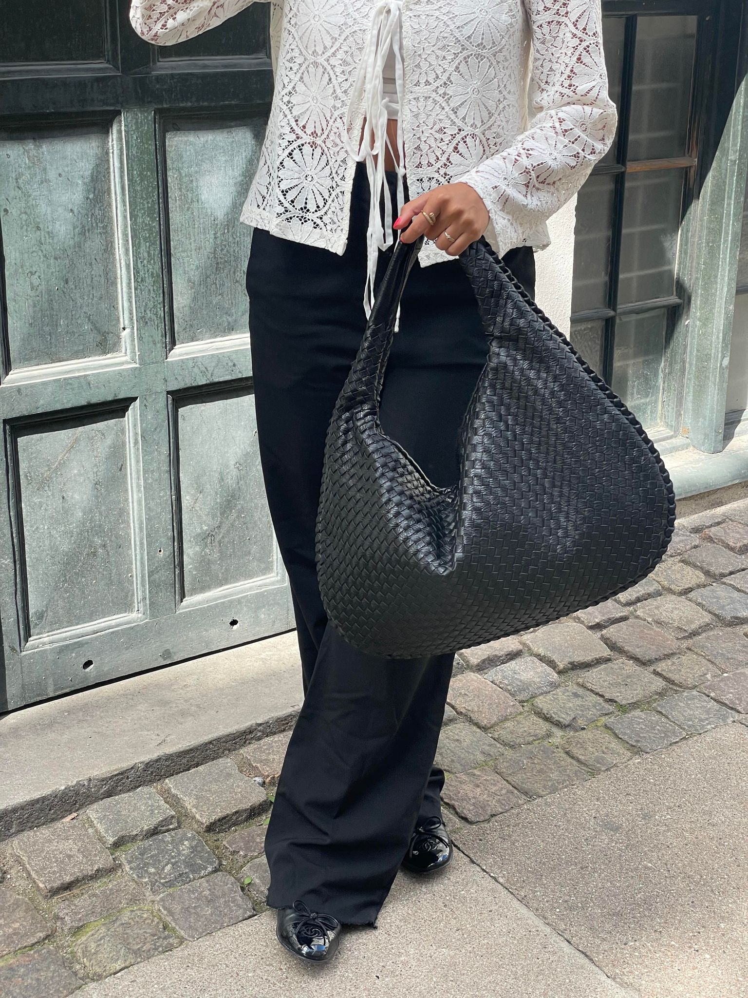Noa Borsa a Main Tressé Donna – Design Elegante in Cuir Végan con Grand Espace e Fermeture Éclair