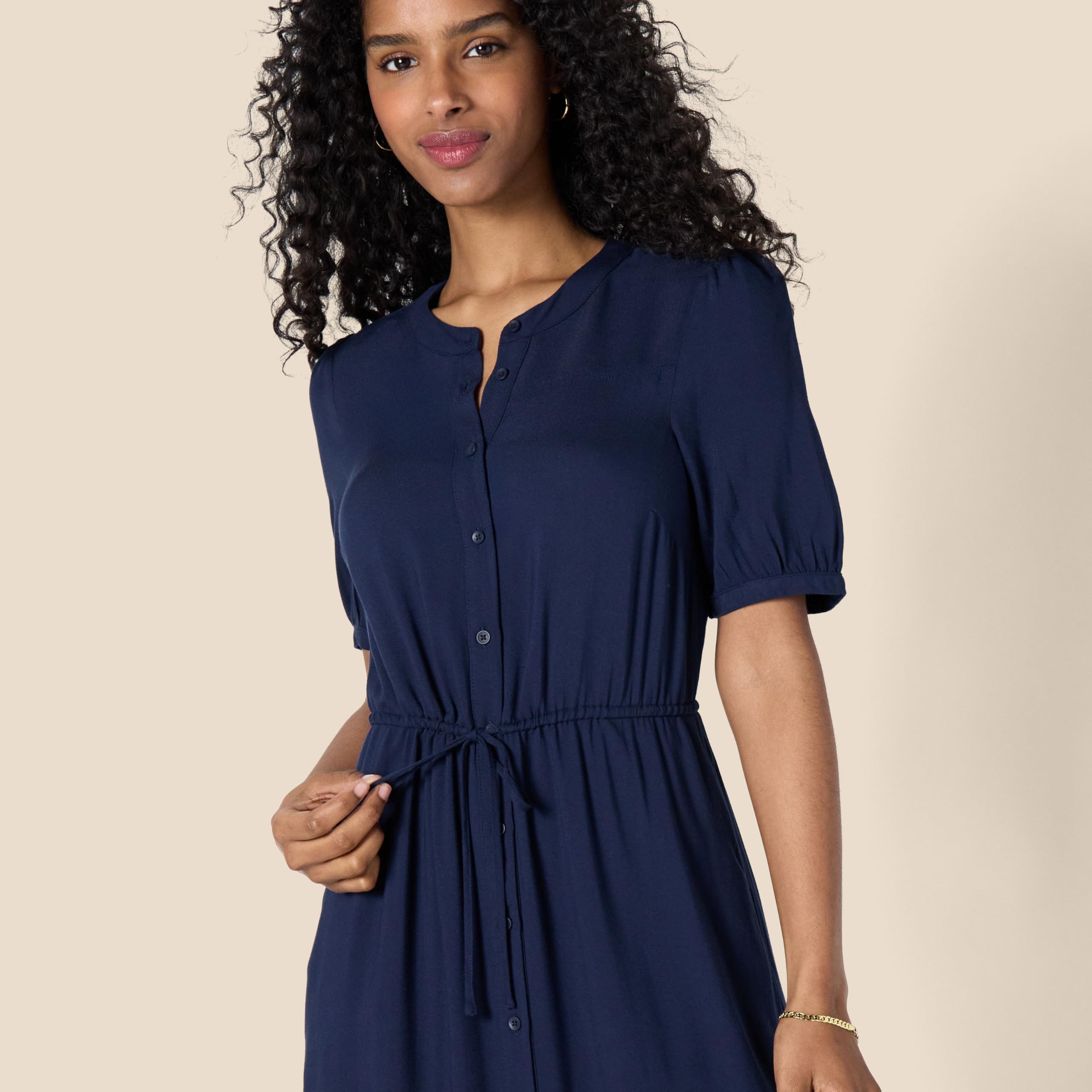 Krishna Abito Donna – Linea a Trapezio Ajustée, Maniche Corte & Gonna Évasée Midi con Tasche
