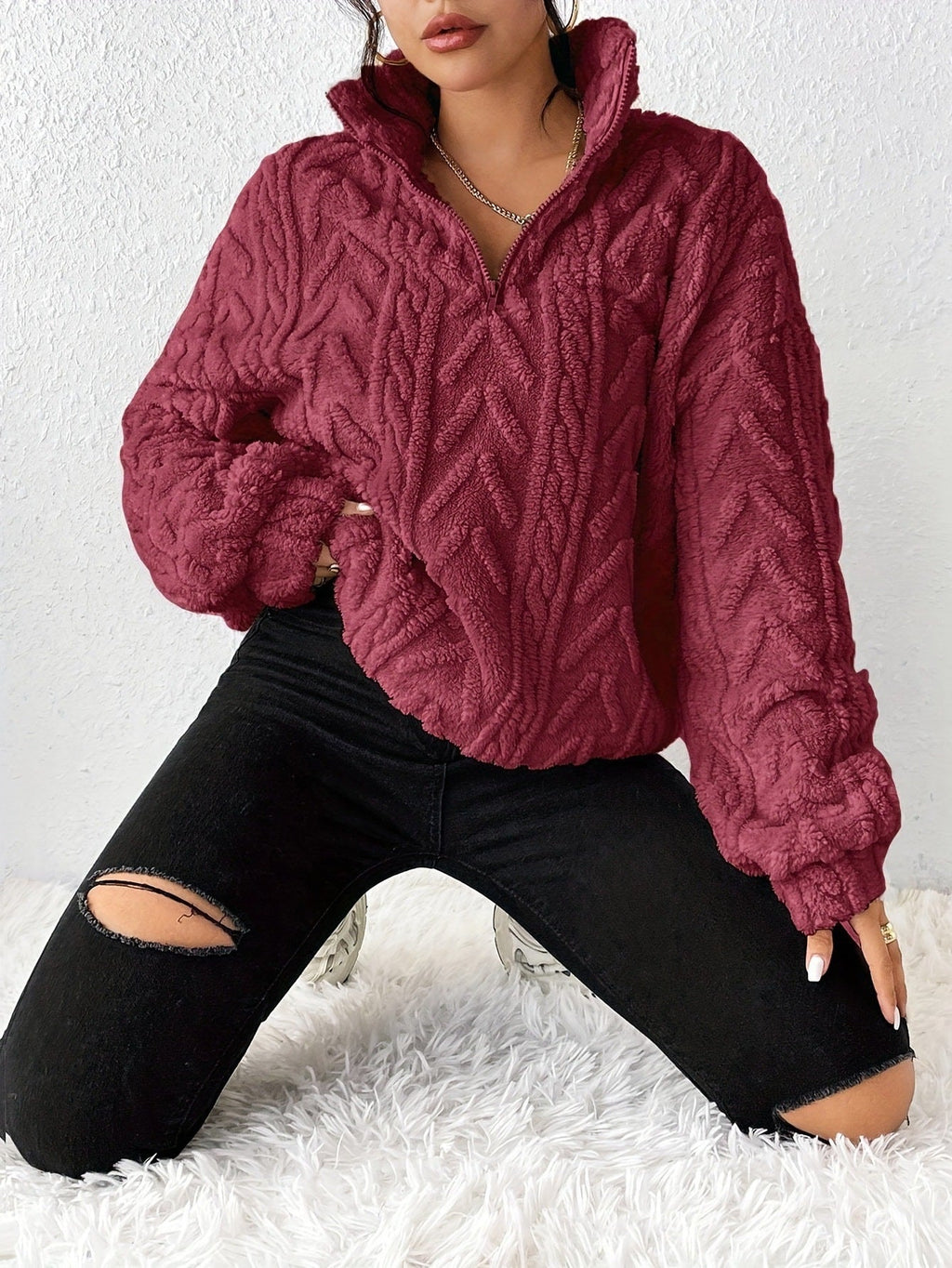 Lina Maglione Polaire Donna a Col Montant Zippé – Linea Comfort & Style Moderne