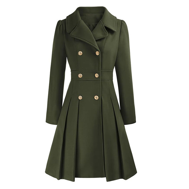 Livy Trench Donna Cintré – Cappotto Elegante a Double Boutonnage, Ceinture e Gonna Plissée