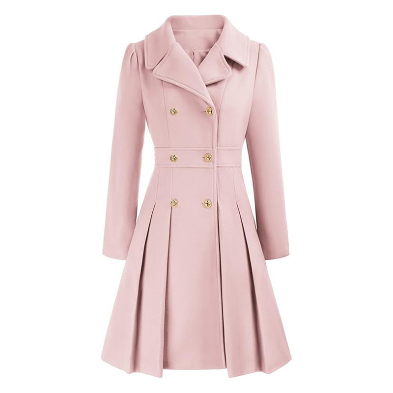 Livy Trench Donna Cintré – Cappotto Elegante a Double Boutonnage, Ceinture e Gonna Plissée