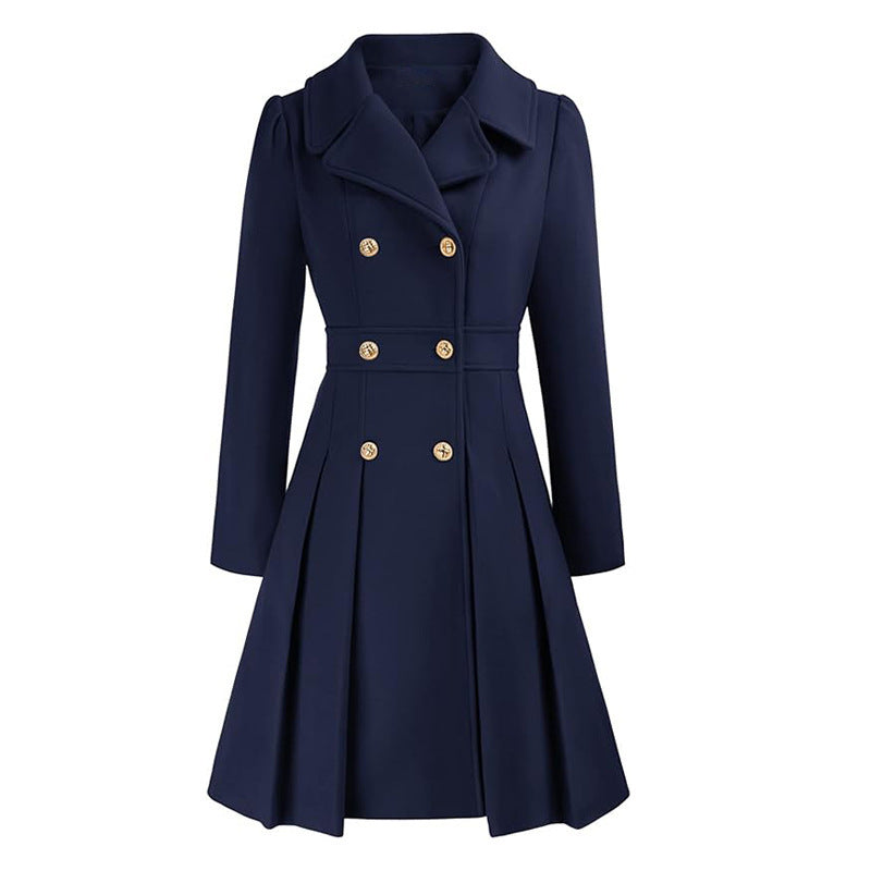 Livy Trench Donna Cintré – Cappotto Elegante a Double Boutonnage, Ceinture e Gonna Plissée