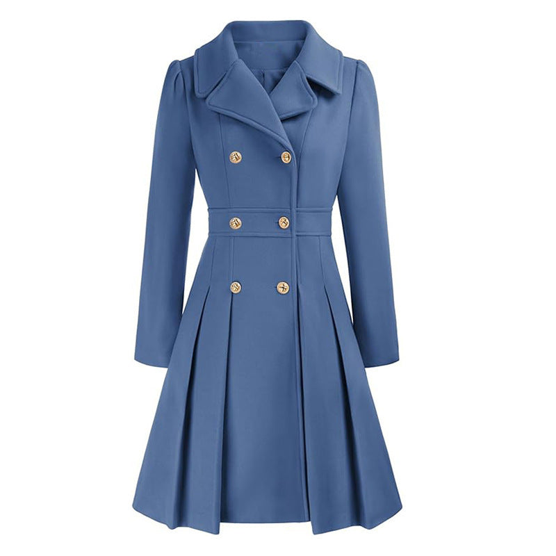 Livy Trench Donna Cintré – Cappotto Elegante a Double Boutonnage, Ceinture e Gonna Plissée