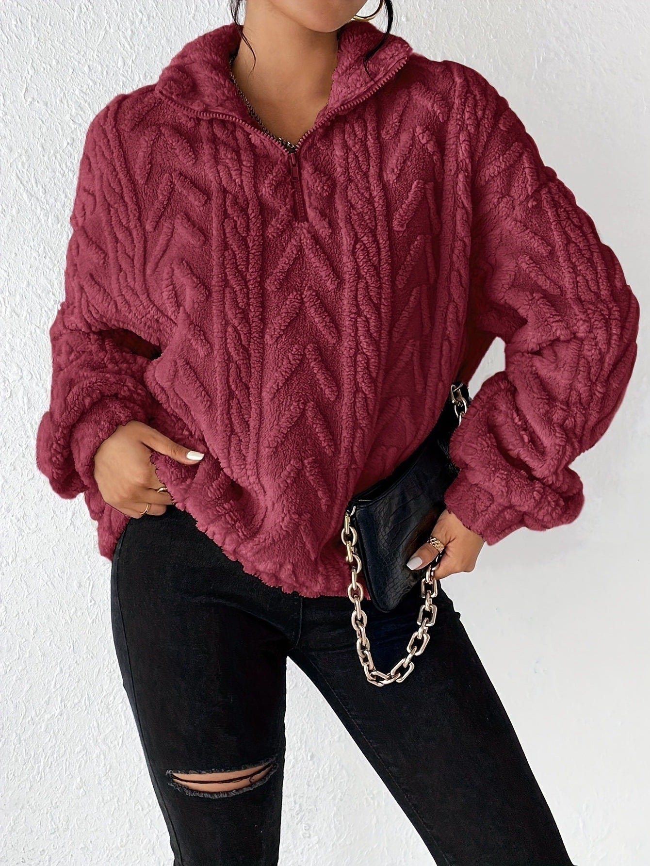 Lina Maglione Polaire Donna a Col Montant Zippé – Linea Comfort & Style Moderne