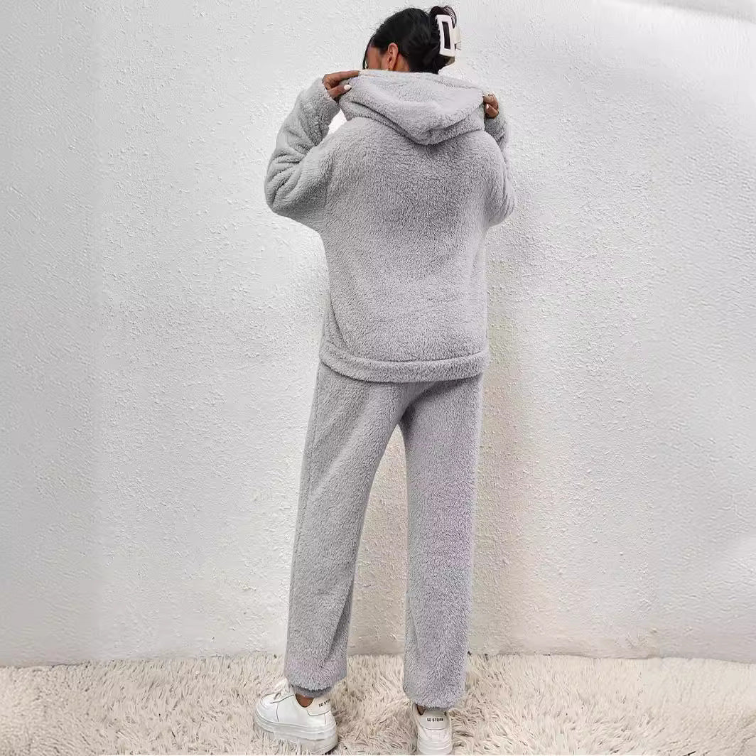 Lillie Ensemble Donna – Tenue d’Intérieur in Polaire Morbida con Hoodie & Jogging Confortevoli